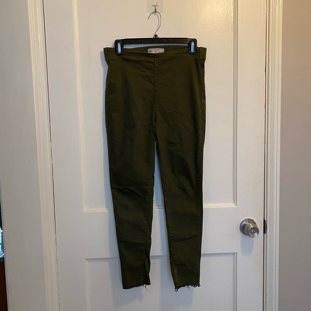 Army green Free People highwaisted jeggings